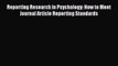 [PDF Download] Reporting Research in Psychology: How to Meet Journal Article Reporting Standards