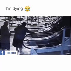 very funny women First time Electric stairs