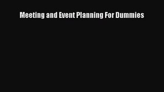 Download Meeting and Event Planning For Dummies Ebook Free