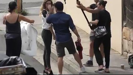 Jessica Hart strikes a pose on set in Paddington, Sydney (720p Full HD)