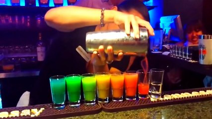 Bartender Makes Awesome Rainbow Shots