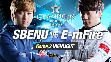 [H/L 2016.01.23] SBENU vs E-mFire Game 2 - RO1 l 롯데 꼬깔콘 LoL Champions Korea Spring 2016