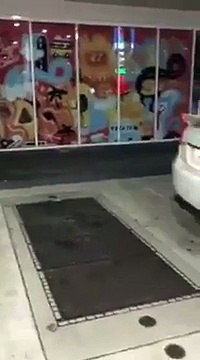 Il retrouve sa voiture volée et le voleur à l'interieur et décide de lui courir après