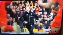 Jürgen Klopp celebration with Liverpool team after Lallana winner