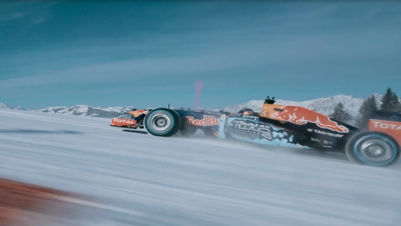 Duelo Red Bull F1 vs Aksel Lund Svindal en la nieve