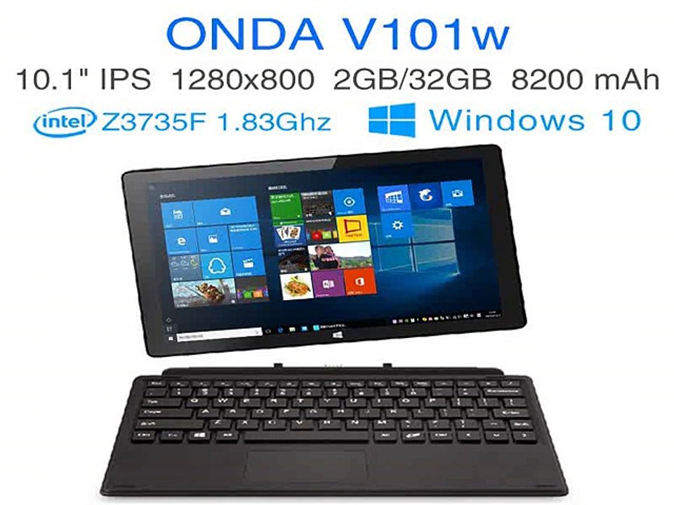 Intel Quad Core 1.83Ghz Windows 10 tablet pcs 10.1 inch IPS screen Ultrabook RAM 2GB ROM 32GB computer Games laptop onda V101w-in Tablet PCs from Computer
