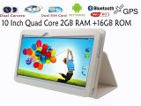 10 Inch Quad core Android4.4 Tablets pc 2GB 16GB WIFI  Bluetooth FM 2 SIM Card Phone Call  Smart Tab Pad Leather Cover Holster -in Tablet PCs from Computer