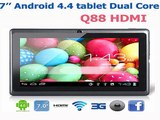 7 inch dual core Android 4.4 tablet pc Dual camera with HDMI wifi external 3G tablets Q88 pro HDMI-in Tablet PCs from Computer