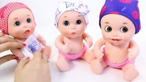 Baby Dolls Pelones Triplets Baby Dolls Bathtime and Lunch Time How to Bath Babies Toy Videos