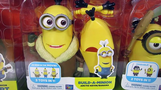 NEW MINIONS MOVIE CHARACTERS KEVIN STUART BOB BUILD A MINION BANANA PIRATE CAVEMAN PIRATE