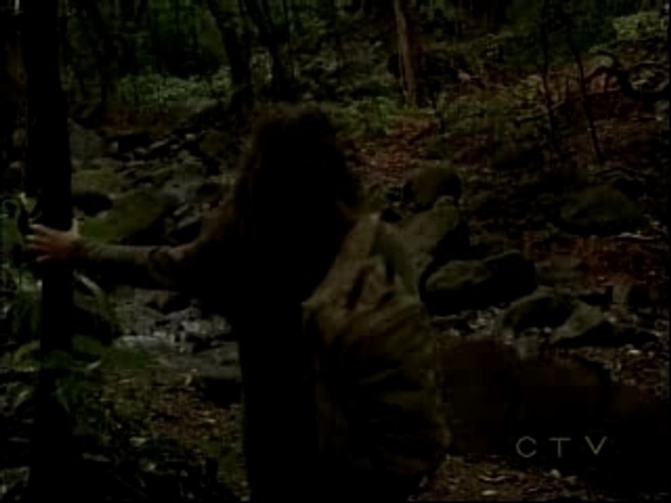 Sawyer and Kate talk at the creek