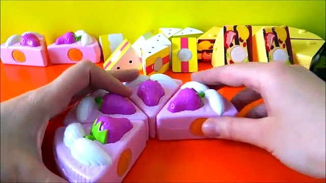 Toy cutting velcro cakes strawberry chocolate custard vanilla fruit cake sponge cake