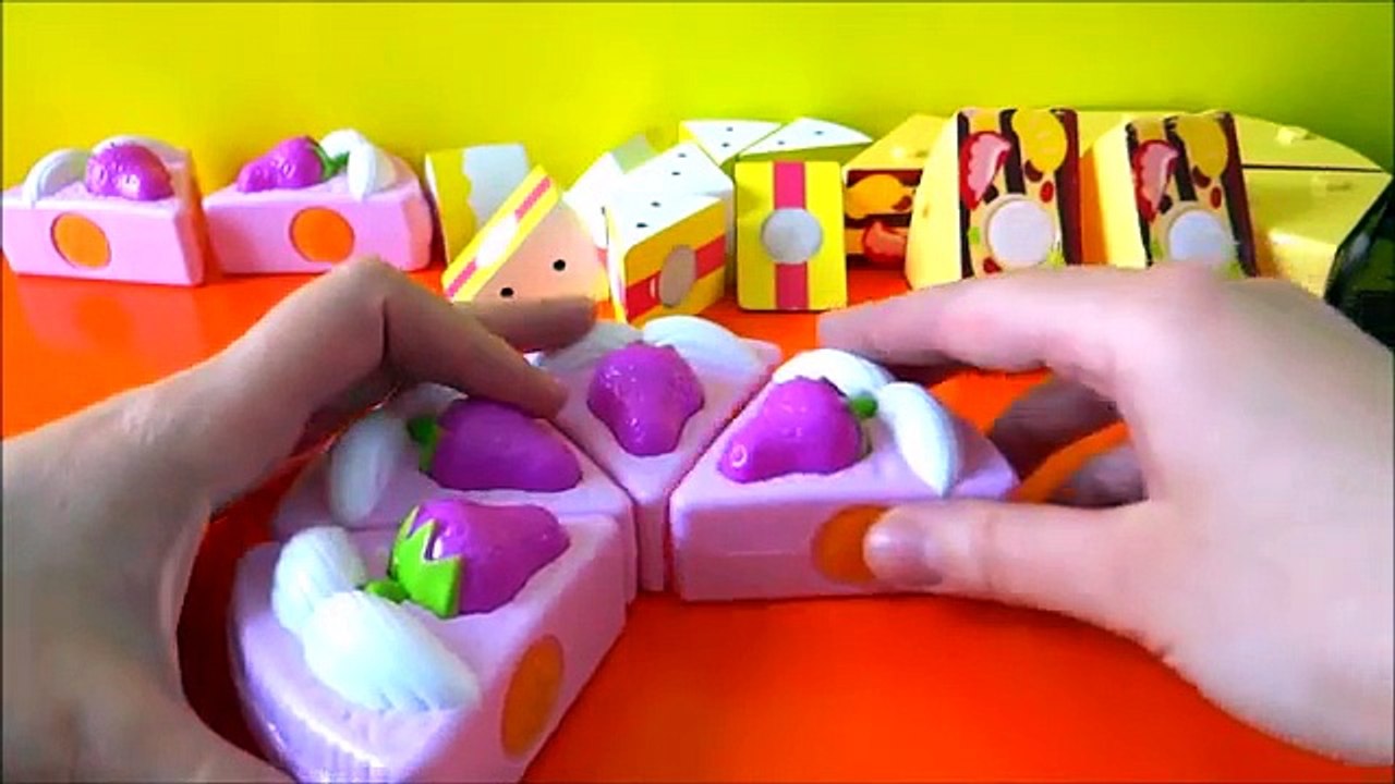 Toy cutting velcro cakes strawberry chocolate custard vanilla fruit cake sponge cake
