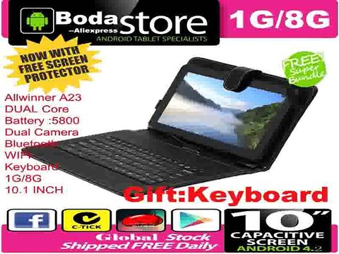 FreeShip Boda Android Tablets PC 10.1 inch Qual Cam Cortex A9 Allwinner A33 1.5Ghz 8GB/1GB w/10.1 Keyboard tablet pc 10 inch-in Tablet PCs from Computer