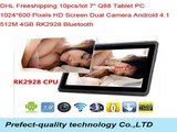 DHL Freeshipping 10pcs/lot 7 Q88 Tablet PC 1024*600 Pixels HD Screen Dual Camera Android 4.1 512M 4GB RK2928 Bluetooth-in Tablet PCs from Computer