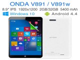 Intel Quad Core Dual Boot Windows 10 8.1 Android 4.4 tablet pcs 8.9 inch IPS screen RAM 2GB ROM 32GB computers ONDA V891 V891W-in Tablet PCs from Computer