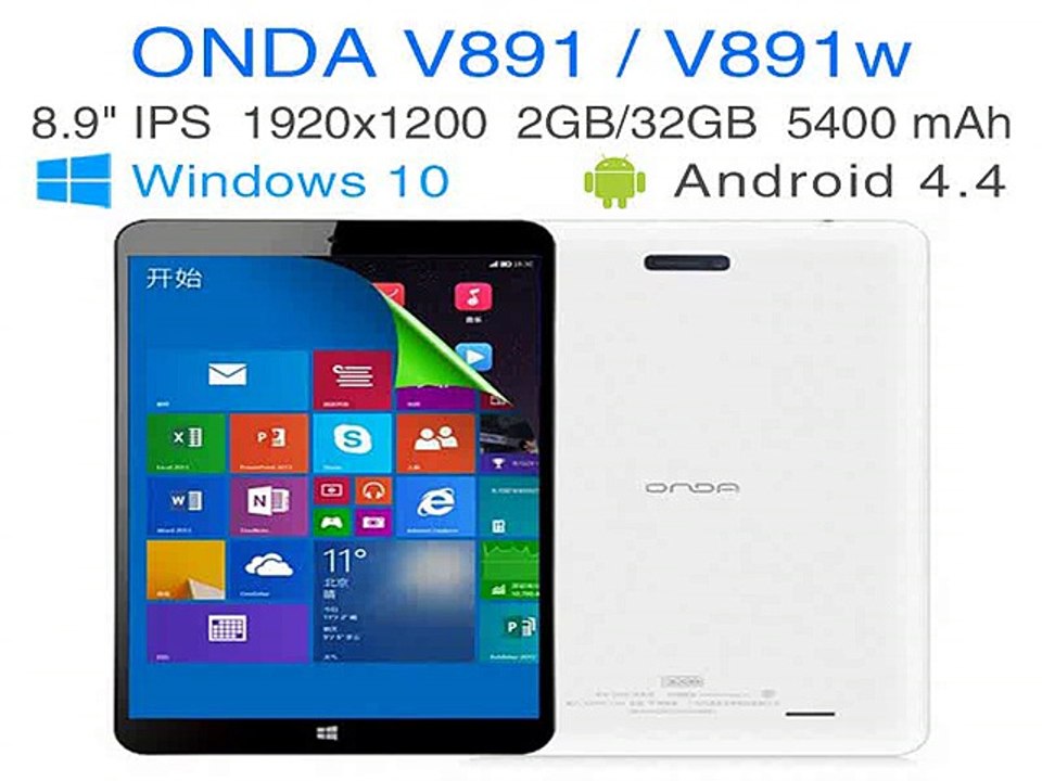Intel Quad Core Dual Boot Windows 10 8.1 Android 4.4 tablet pcs 8.9 inch IPS screen RAM 2GB ROM 32GB computers ONDA V891 V891W-in Tablet PCs from Computer