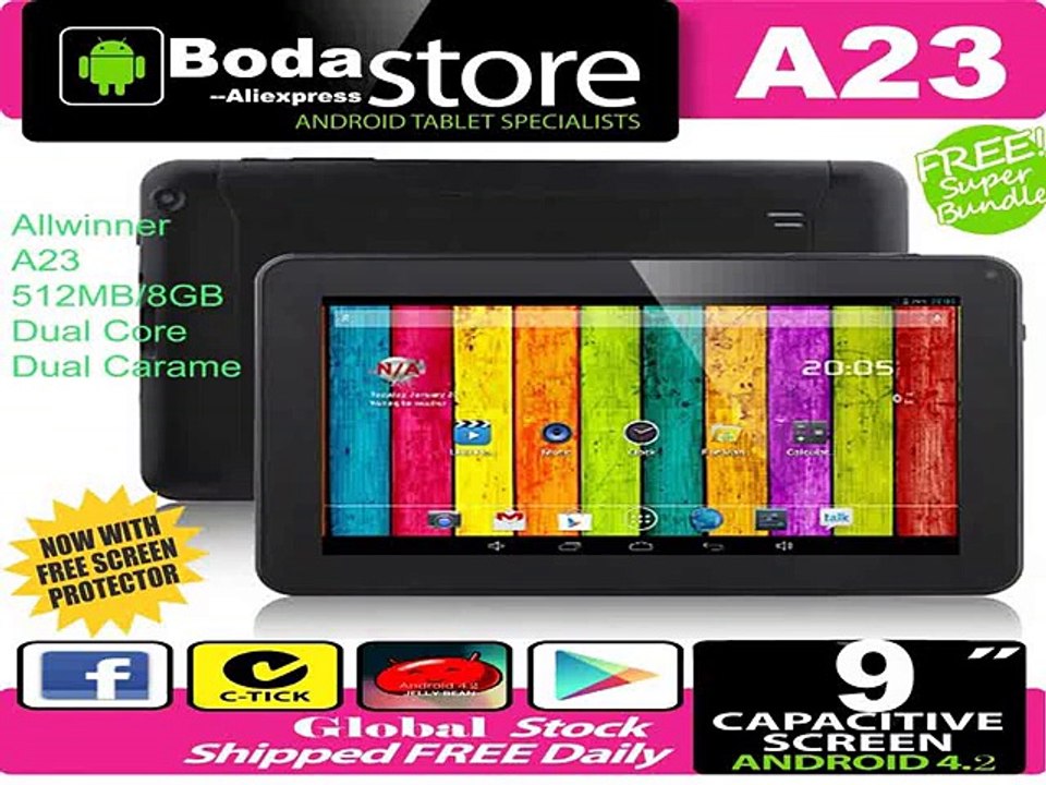 FreeShip NEW 9 inch Dual Core CPU Android 4.2  DDR 8GB NAND Flash Allwin A23 WIFI Dual Cameras Bluetooth 9 inch tablet pc Black-in Tablet PCs from Computer