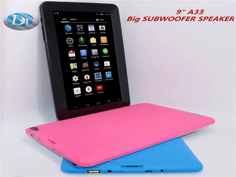 50%discounts!!!9 A33 Big SUBWOOFER SPEAKER 1024*600 HD Screen 512mb/8GB Quad Core Android 4.4 Tablet PC Wi Fi flaslight-in Tablet PCs from Computer