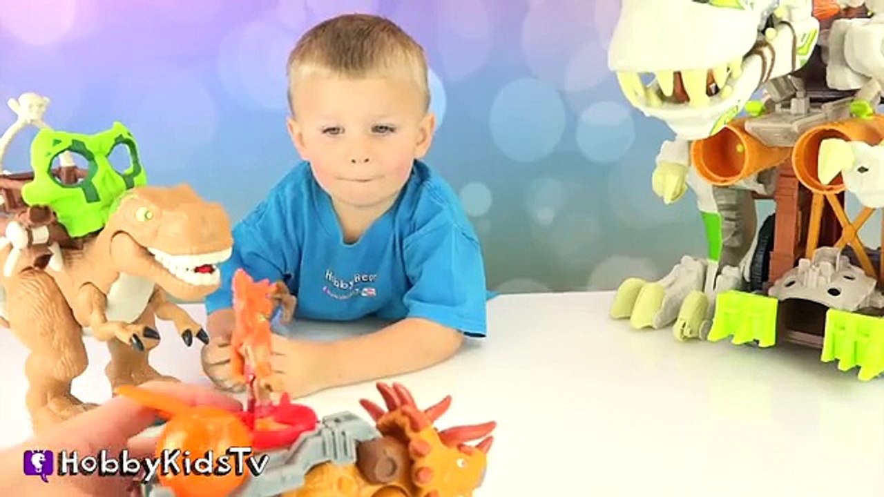 MEGA T-Rex + Triceratops Launcher! Dinosaur Battle Toy Review w/HobbyBear HobbyKidsTV
