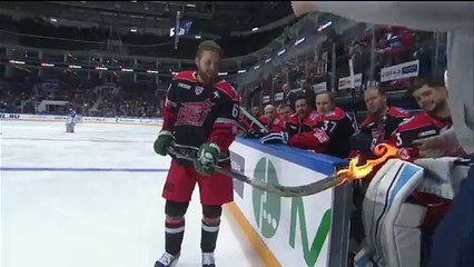 Linus Omark tries to score with a burning stick at KHL ASG'16