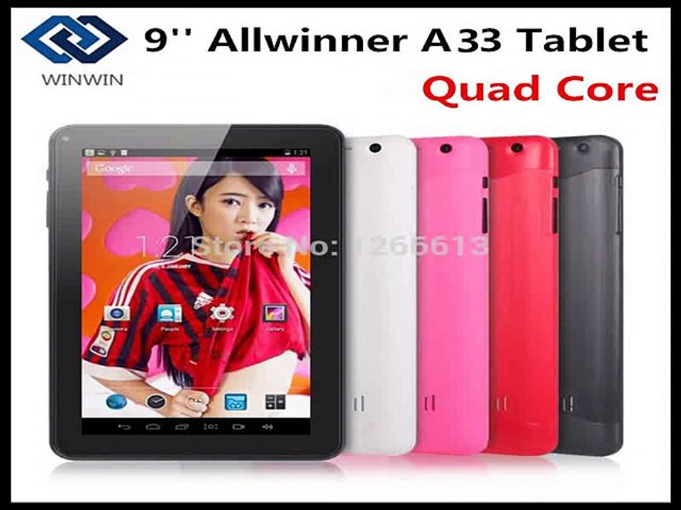 Cheapest  9 inch Qaud core Alwwiner A33 Tablet pc+dual camera+Bluetooth+512M/8G+Android 4.4 Free shipping!-in Tablet PCs from Computer