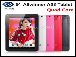 Cheapest  9 inch Qaud core Alwwiner A33 Tablet pc+dual camera+Bluetooth+512M/8G+Android 4.4 Free shipping!-in Tablet PCs from Computer