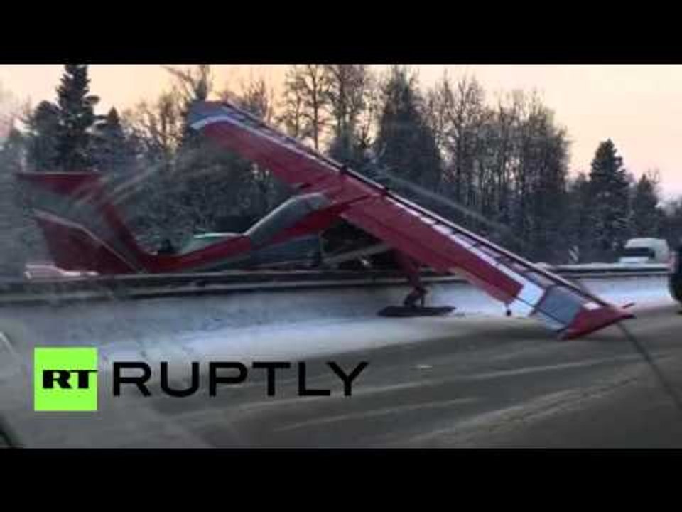 Small passenger plane emergency landing on motorway near Moscow