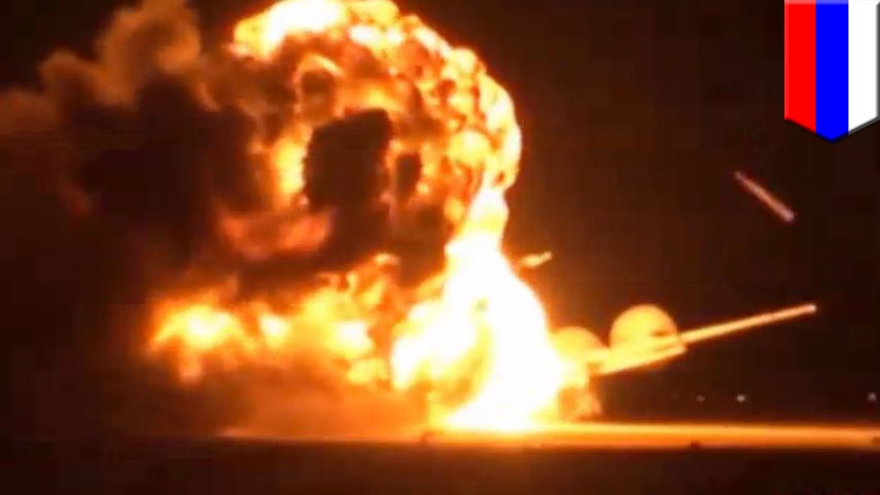 Two killed as Russian bomber jet bursts into flames during take off