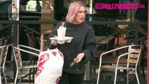 Hilary Duff Sports New Purple Hair While Out Toy Shopping In Beverly Hills 1.22.16