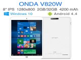 Intel Quad Core Dual Boot Windows 10 Android 4.4 tablet pcs 8 inch IPS screen RAM 2GB ROM 32GB laptop Games computer ONDA V820W-in Tablet PCs from Computer