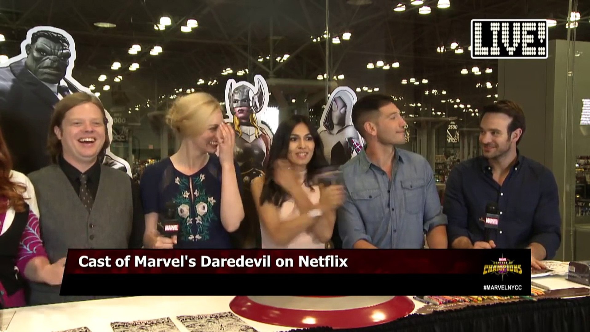 The Cast of Marvels Daredevil drop by Marvel LIVE!