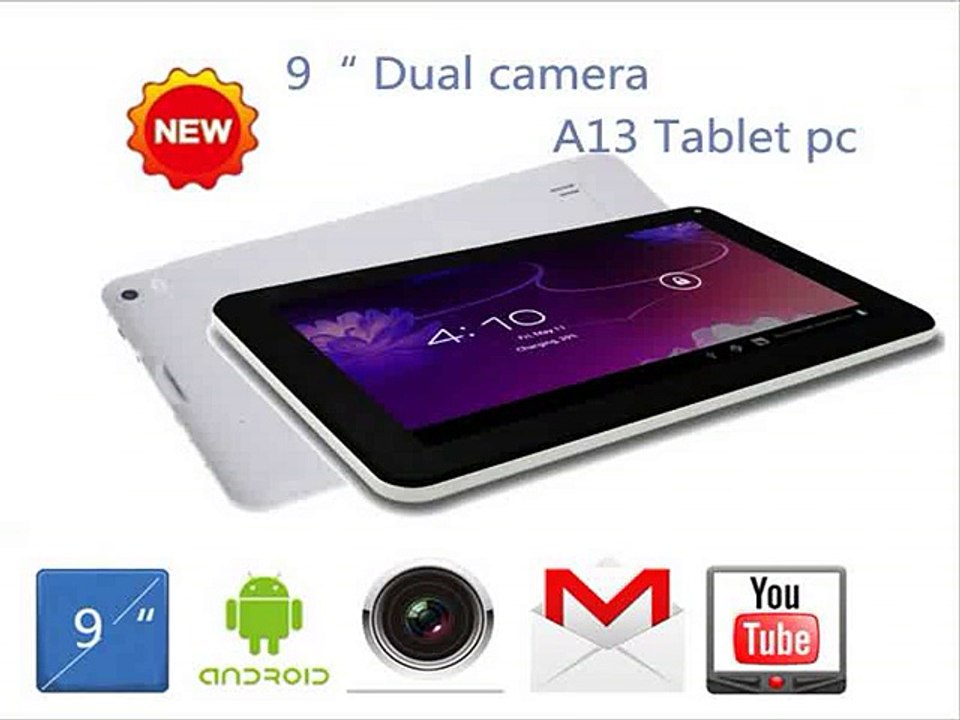 New Dual Cameras  9 inch Android 4.0 Allwinner A13 Tablet pc  Cortex A8 512MB 8GB Capacitive Screen 9  netbook pc-in Tablet PCs from Computer