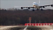 Airbus A340-500 Crosswind Landing at Düsseldorf Big Planes