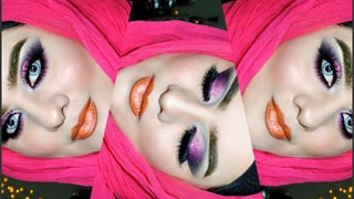 How To - Easy Glam Look Featuring Hot Pink Glittery Eyes & Peachy Lips