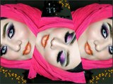 How To - Easy Glam Look Featuring Hot Pink Glittery Eyes & Peachy Lips