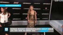 Ronda Rousey congratulates Holly Holm on her win to open 'SNL'
