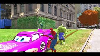 Spiderman Hulk Driving Lightning McQueen and Disney Cars Fun Rhyme