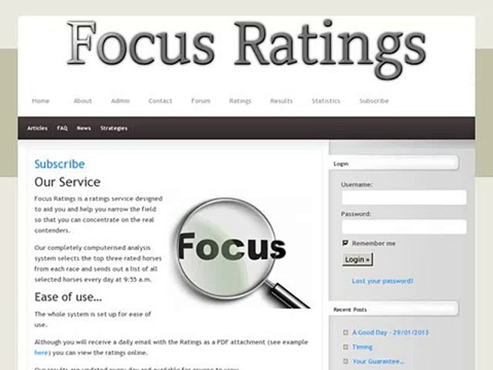 Focus Ratings Monthly Subscription