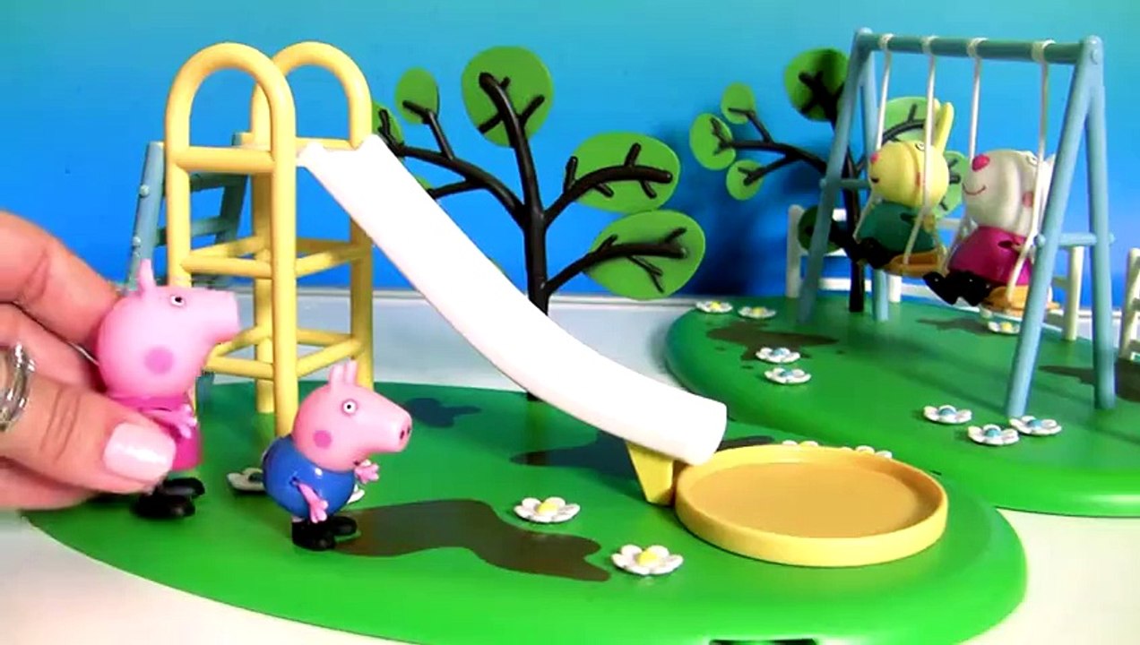 Peppa Pig Muddy Puddle Playground Playset Sliding in a Puddle of Bathtime Paint Disney Frozen Anna  Funny So Much! Videos
