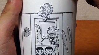 ドラえもんの紙コップ漫画 Doraemon three papercup cartoon