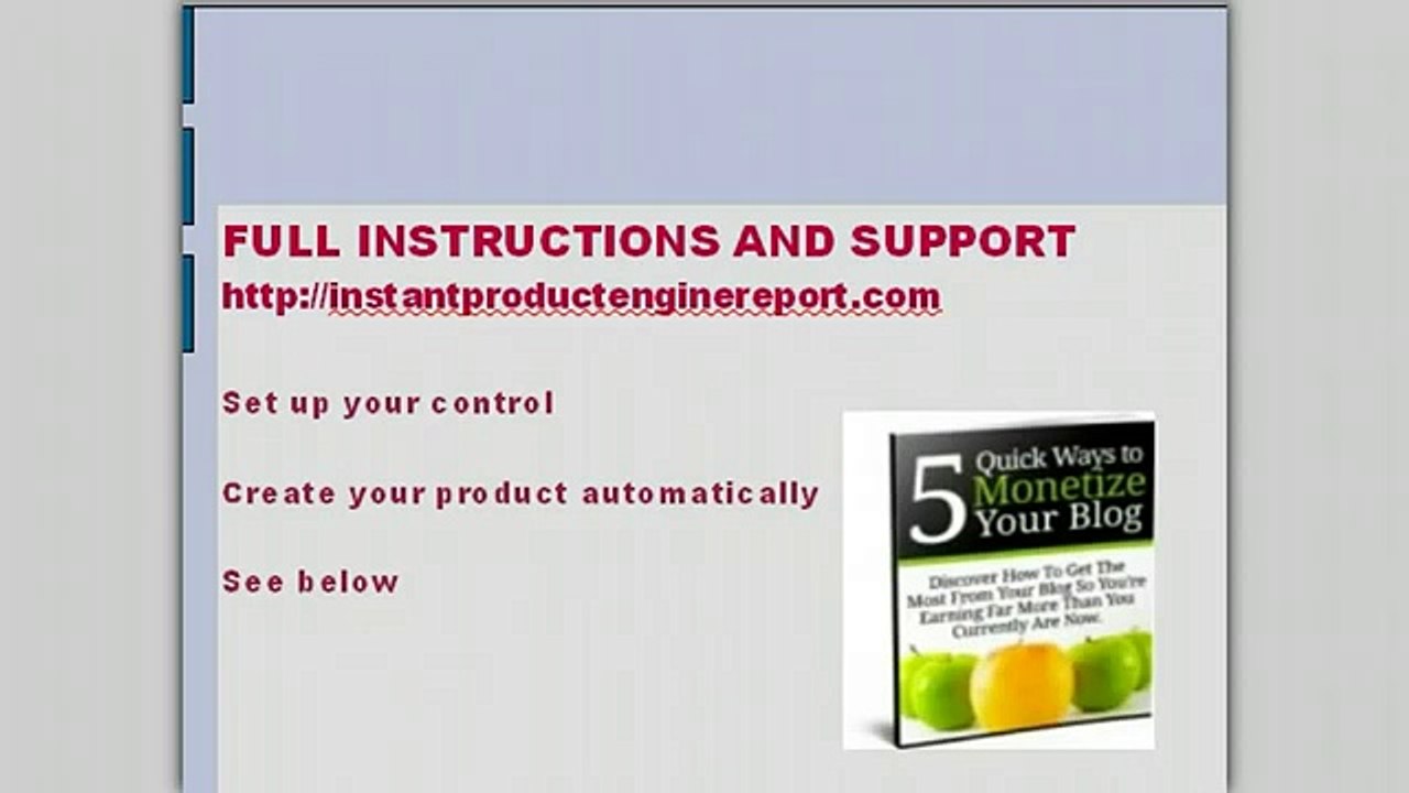 Instant Product Engine and Free Reports