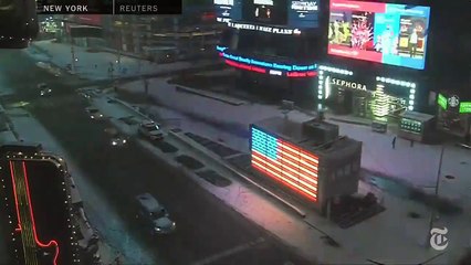 Times Square sous la neige en time lapse