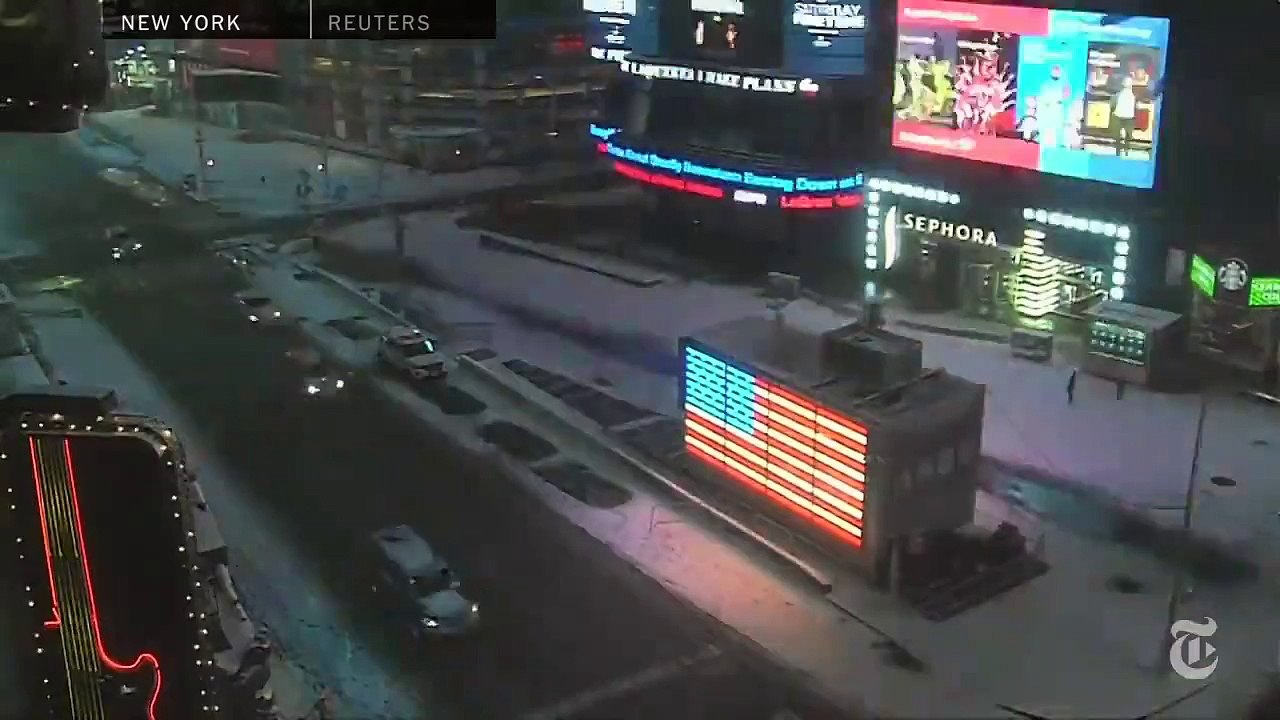 Times Square sous la neige en time lapse