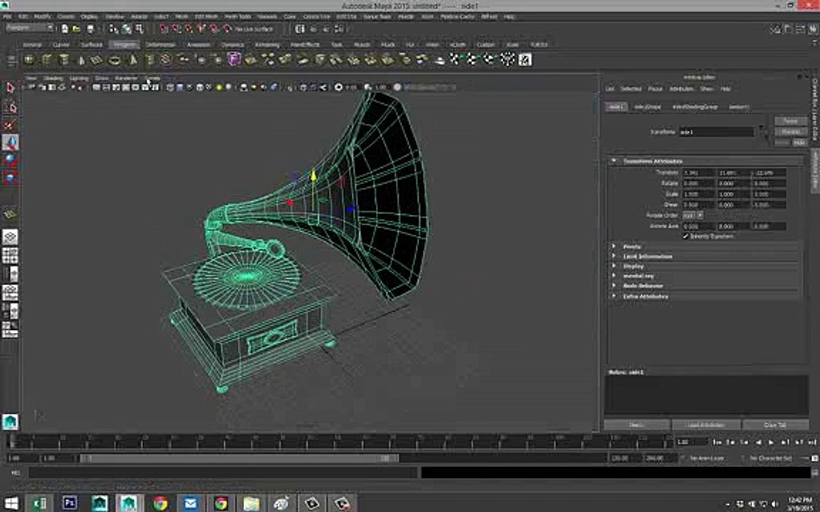 Maya Tutorial How To Model A Vintage Gramophone Clip6-25