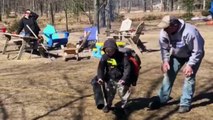 Strong Leaf Blower Spins Kid in Circles