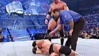 brock lesnar breaks hardcore holly's neck (smackdown! 2003)