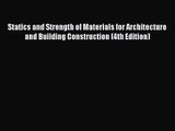 (PDF Download) Statics and Strength of Materials for Architecture and Building Construction