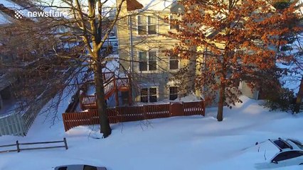 Shocking aerial footage of the aftermath of the US blizzard