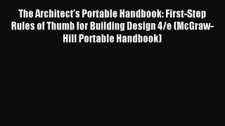 (PDF Download) The Architect's Portable Handbook: First-Step Rules of Thumb for Building Design